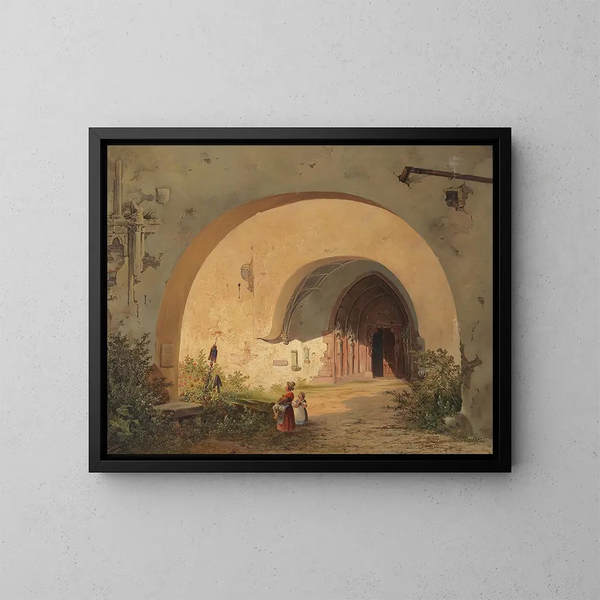 Gebet vor dem Klostertor von Nonnberg in Salzburg - Anton Altmann — gerahmtes Bild an der Wand