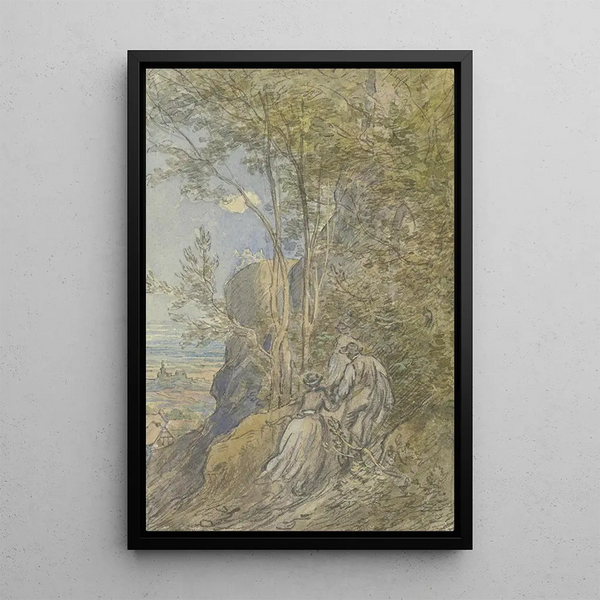 Aufstieg zu einer Burgruine - Anton Burger — gerahmtes Bild an der Wand