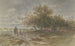 Landschaft mit Jäger und Bauer beim Pflügen - Anton Burger — Ansicht des Kunstwerks