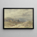 Landschaftsgemälde mit Schafherde und Ochsenkarren - Anton Burger — gerahmtes Bild an der Wand