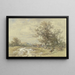 Landschaft mit großem Baum und Holzkarre - Anton Burger — gerahmtes Bild an der Wand