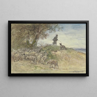 Anton Burger - Schafherde im Sturm unter einem Baum.webp