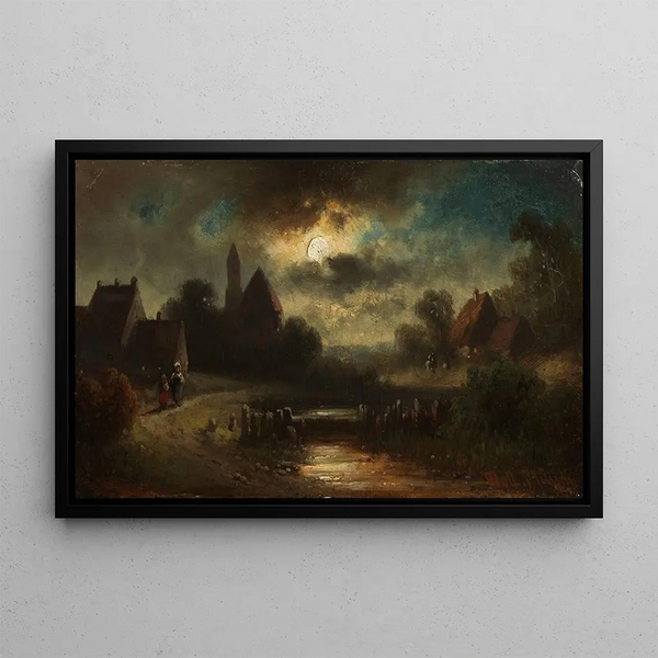 Vue de village au crépuscule - Anton Doll — gerahmtes Bild an der Wand