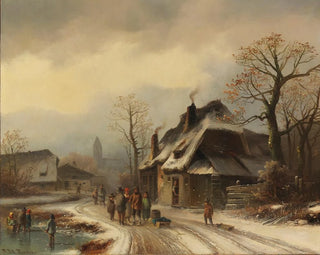 Ansicht eines Dorfes im Winter - Anton Doll — Ansicht des Kunstwerks