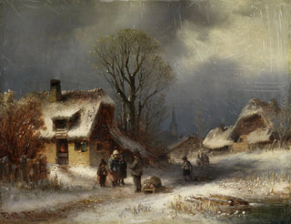 Szene eines winterlichen Dorfes - Anton Doll — Ansicht des Kunstwerks