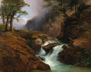 Ein Bergbach-Landschaft in Schoppernau - Anton Hansch — Ansicht des Kunstwerks
