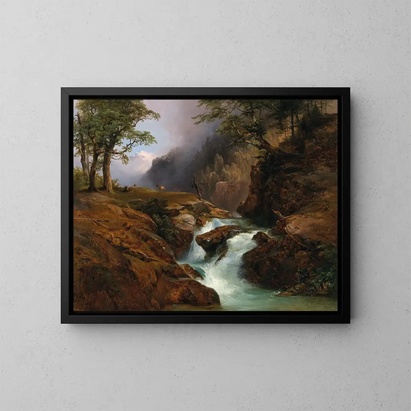 Ein Bergbach-Landschaft in Schoppernau - Anton Hansch — gerahmtes Bild an der Wand