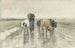 Eine Schäferin mit Kühen auf einem Landweg bei Regen - Anton Mauve — Ansicht des Kunstwerks