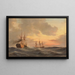 Dampf und Dreimaster bei unruhiger See - Anton Melbye — gerahmtes Bild an der Wand
