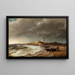Fischer in der Nähe ihrer Boote am Strand in der Nähe des Leuchtturms von Skagen - Anton Melbye — gerahmtes Bild an der Wand