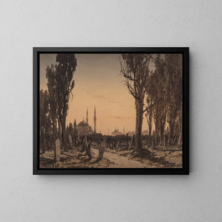 Türkischer Friedhof in Scutari - Anton Melbye — gerahmtes Bild an der Wand