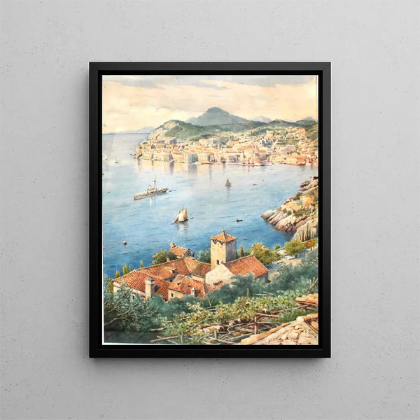 Eine Aussicht auf Dubrovnik - Anton Perko — gerahmtes Bild an der Wand