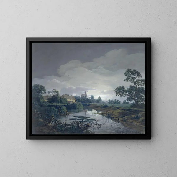 Der Mühle in Eschersheim im Mondlicht - Anton Radl — gerahmtes Bild an der Wand