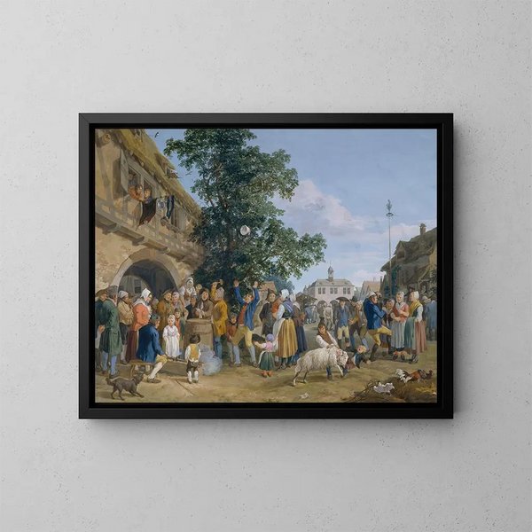 Druck eines Widder in der Nähe von Frankfurt am Main, Patronalfest-Szene - Anton Radl — gerahmtes Bild an der Wand