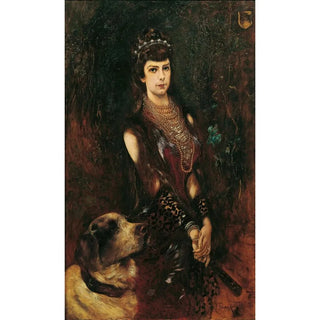 Anton Romako - Kaiserin Elisabeth mit Bernhardinerhund.webp