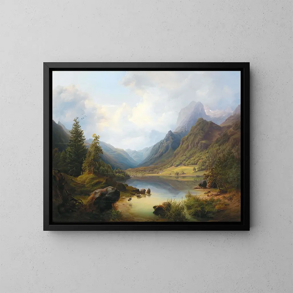 Eine Aussicht auf den Hintersee mit Reiteralm - Anton Schiffer — gerahmtes Bild an der Wand