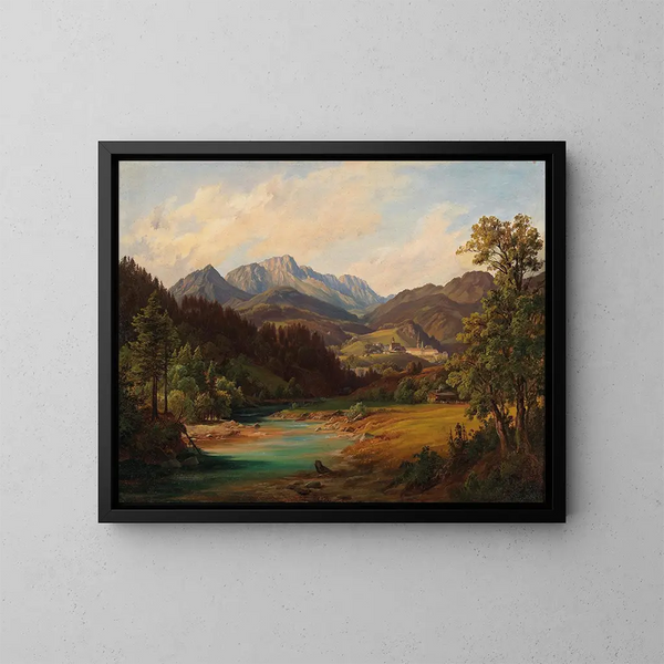 Landschaft mit Kloster - Anton Schiffer — gerahmtes Bild an der Wand