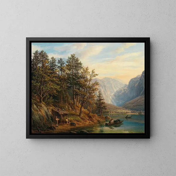 Partie vers Hallstatt après Obertraun dans le Salzkammergut - Anton Schiffer — gerahmtes Bild an der Wand