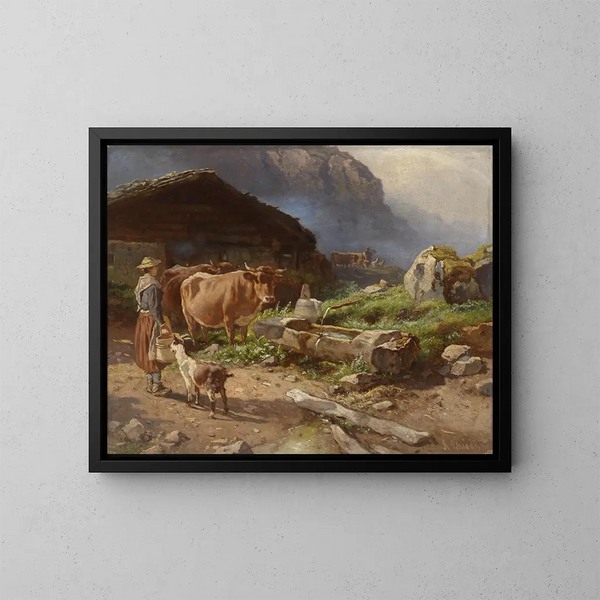 auf der Alm - Anton Schrödl — gerahmtes Bild an der Wand