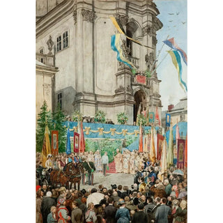 Antoni Kozakiewicz - The Emperor Welcomed in Front of te Cathedral of Saint George in Lviv.webp
