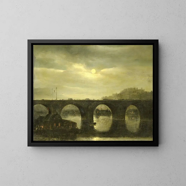 Eines der Brücken an der Seine in Paris unter dem Mond - Antonie Waldorp — gerahmtes Bild an der Wand