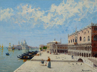 Figuren am Molo mit der Libreria, Punta della Dogana und Santa Maria della Salute im Hintergrund - Antonietta Brandeis — Ansicht des Kunstwerks