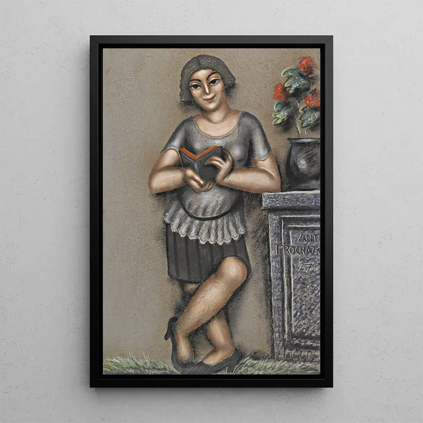 Junge Frau liest - Antonín Procházka — gerahmtes Bild an der Wand