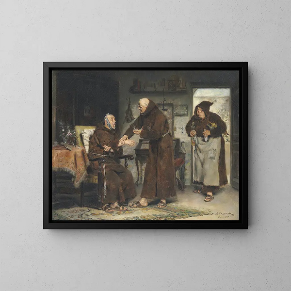 Der kranke Mönch - Antonio Casanova y Estorach — gerahmtes Bild an der Wand
