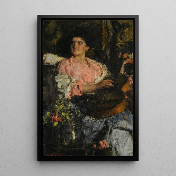 Fröhliches Lied - Antonio Mancini — gerahmtes Bild an der Wand