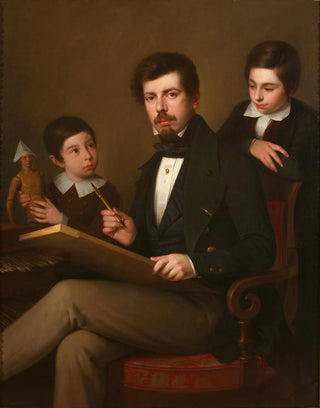 Antonio Mara Esquivel - Selfportrait with his sons Carlos and Vicente.webp