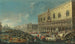 Le Molo Venedig blickt nach Westen mit Empfang des apostolischen Nuntius Carlo Gaetano Stampa 1667-1742, später Kardinal-Erzbischof von Mailand, im Dogenpalast am 15. Juli 1721 - Antonio Stom — Ansicht des Kunstwerks