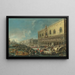 Le Molo Venedig blickt nach Westen mit Empfang des apostolischen Nuntius Carlo Gaetano Stampa 1667-1742, später Kardinal-Erzbischof von Mailand, im Dogenpalast am 15. Juli 1721 - Antonio Stom — gerahmtes Bild an der Wand