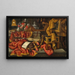 Eine Uhr, eine Blumenvase, ein Lauteninstrument, eine Gitarre, eine Partitur, ein Stuhl und Vorhänge - Antonio Tibaldi — gerahmtes Bild an der Wand
