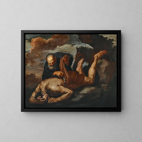Der gute Samariter - Antonio Zanchi — gerahmtes Bild an der Wand