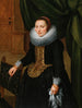 Portrait einer eleganten Dame, die neben einem Stuhl steht - Schule von Antwerpen — Ansicht des Kunstwerks