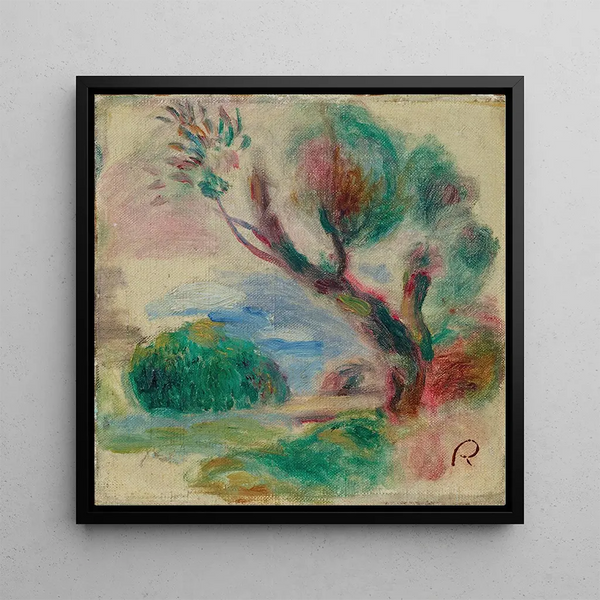 Arbre à Cagnes, la mer au loin - Pierre