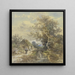 Baum und Bauernhaus am Bach mit einer Frau - Anton Burger — gerahmtes Bild an der Wand