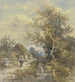 Baum und Bauernhaus am Bach mit einer Frau - Anton Burger — Ansicht des Kunstwerks