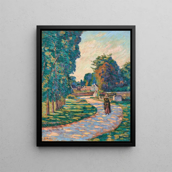 Frau auf einem Weg in Épinay - sur - Orge - Armand Guillaumin — gerahmtes Bild an der Wand