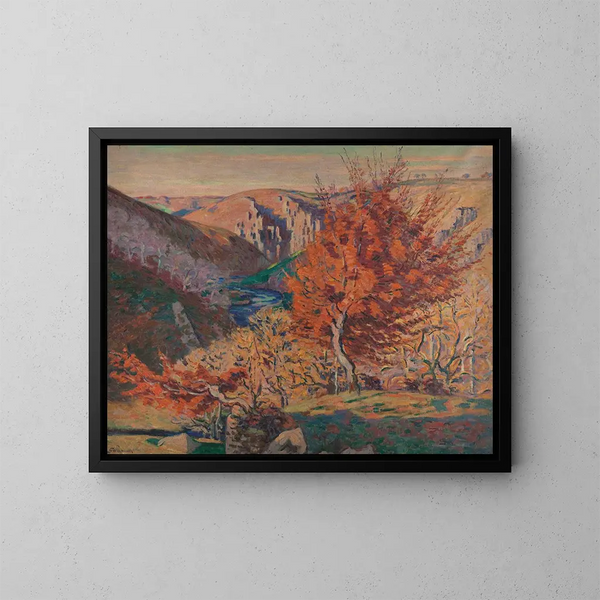 Landschaft des Felsen der Spinnerin - Armand Guillaumin — gerahmtes Bild an der Wand