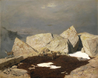 Landschaft mit Bergpanorama und Gämse - Arnold Böcklin — Ansicht des Kunstwerks