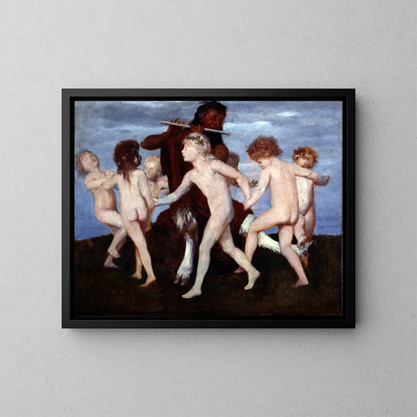 Tanzender Tisch mit Kindern - Arnold Böcklin — gerahmtes Bild an der Wand