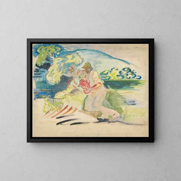 Mann mit einem Hund - Arnold Peter Weisz-Kubínčan — gerahmtes Bild an der Wand
