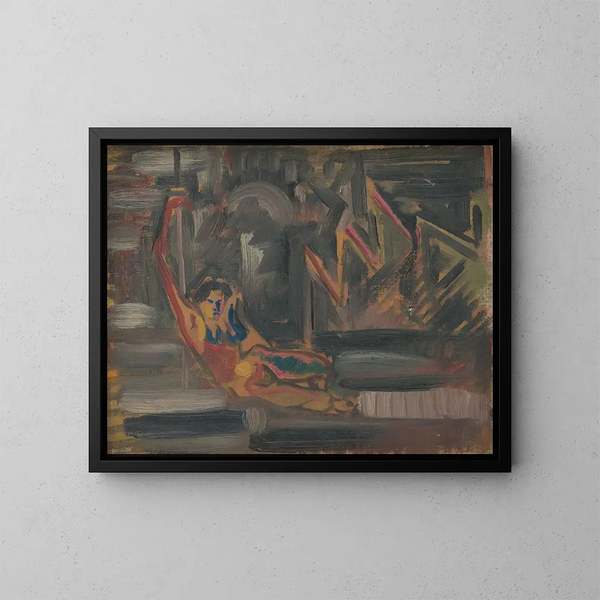 Frau liegend - Arnold Peter Weisz-Kubínčan — gerahmtes Bild an der Wand