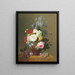 Rosen, Mohnblumen, Kornblumen, Krämpfe, Jasmin, Schwertlilien, Primel, Pfingstrose und Flieder in einer Terrakottavase mit einem Zweig Rosen und anderen Blumen auf einer Steinkante - Arnoldus Bloemers — gerahmtes Bild an der Wand