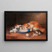 Katze mit drei Kätzchen - Arthur Alfred Brunel de Neuville — gerahmtes Bild an der Wand