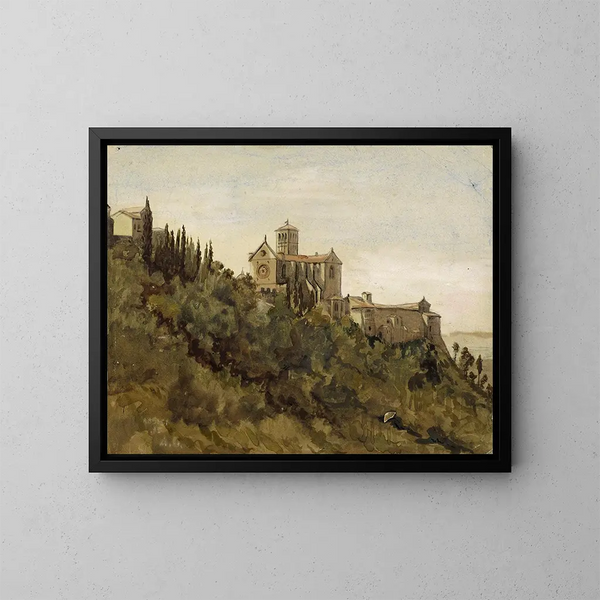 Die Hügel von Assisi - Arthur Joseph Gueniot — gerahmtes Bild an der Wand