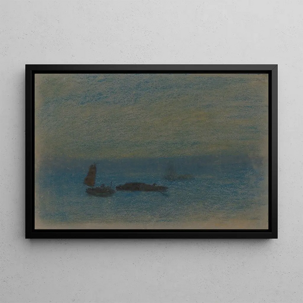 Bateaux la nuit - Arthur Bowen Davies — gerahmtes Bild an der Wand