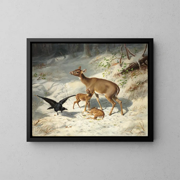 Sollicitude maternelle - Arthur Fitzwilliam Tait — gerahmtes Bild an der Wand