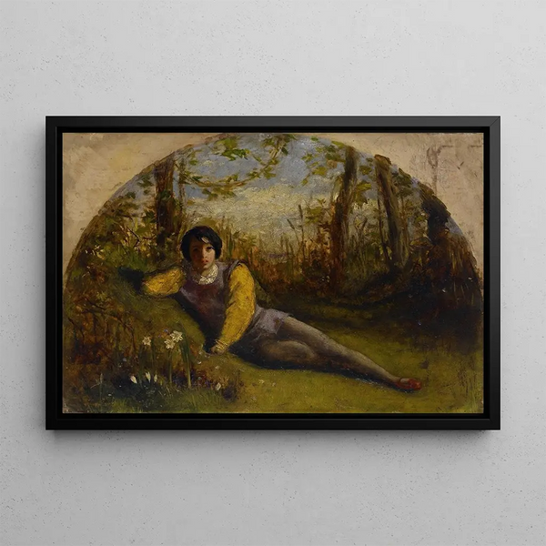 Der junge Dichter, Ölstudie - Arthur Hughes — gerahmtes Bild an der Wand